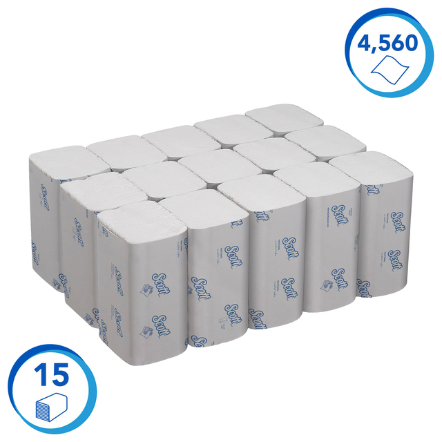 Handdoek Scott Control i-vouw 1-laags 200x210mm 15x304 vel wit 6689 — Photo 2 sur 2