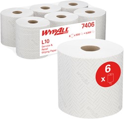 Poetspapier WypAll L10 1-laags 500 vel wit 7406