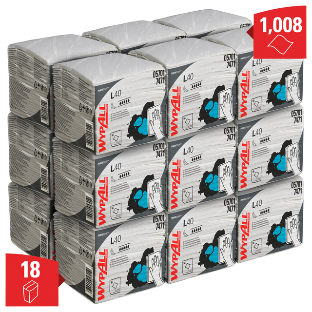 Reinigingsdoek WypAll L40 PowerClean 1-laags 18x56 vel wit 7471 — Foto 2 von 2