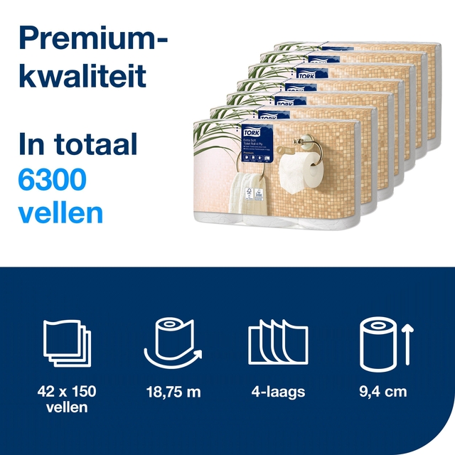 Toiletpapier Tork T4 Premium 4-laags 150 vel wit 110406 — Photo 2 sur 2