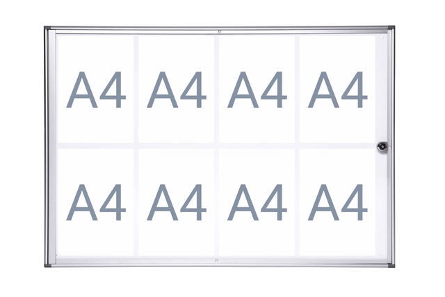 Binnenvitrine wand MAULextraslim whiteboard 8xA4 met slot