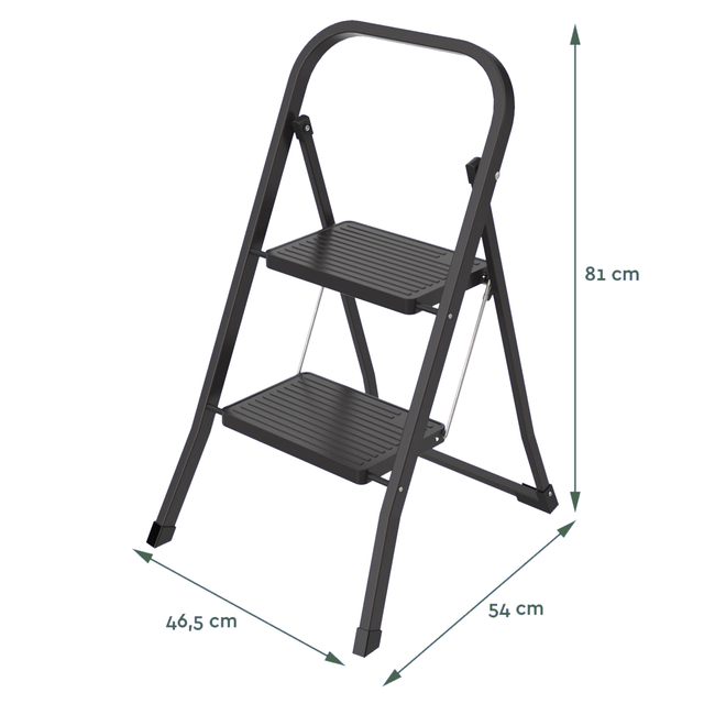 Huishoudtrap BRASQ 2 treden SL200 zwart — Photo 2 sur 2