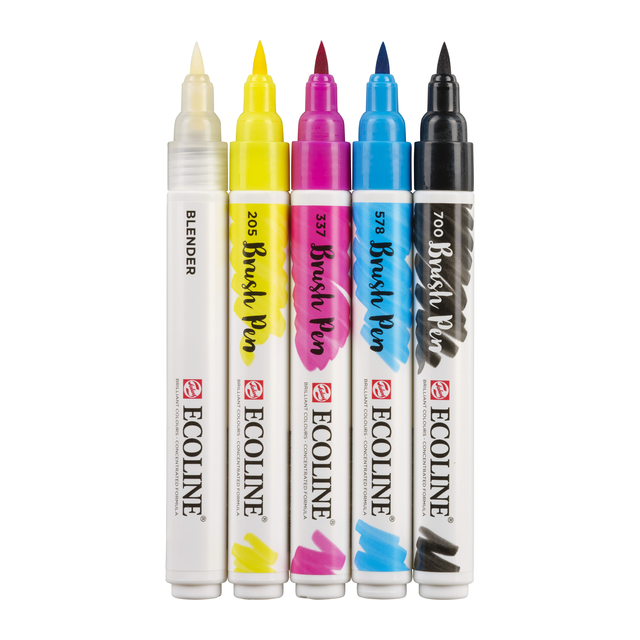 Brushpen Talens Ecoline set à 5 stuks primair — Foto 2 von 2