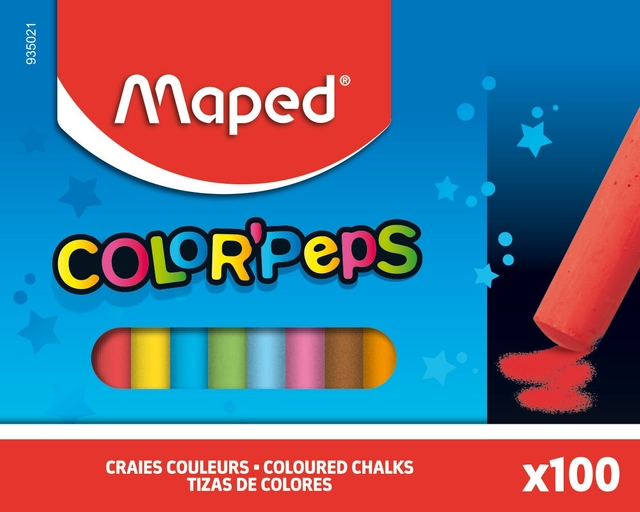 Schoolbordkrijt Maped Color'Peps assorti stofvrij