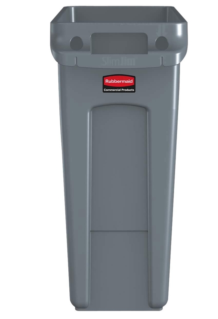 Afvalbak Rubbermaid Slim Jim Vented met luchtsleuven 60liter grijs — Photo 2 sur 2