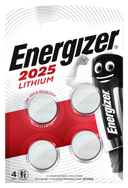 Batterij Energizer knoopcel 4x CR2025 lithium