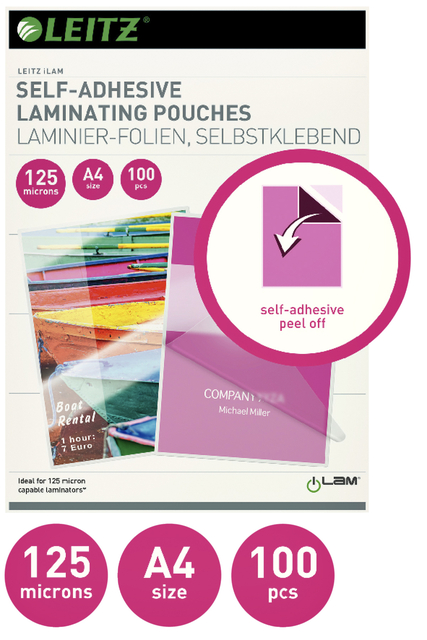 Lamineerhoes Leitz iLAM A4 zelfklevend 2x125micron EVA 100 stuks — Foto 2 von 2