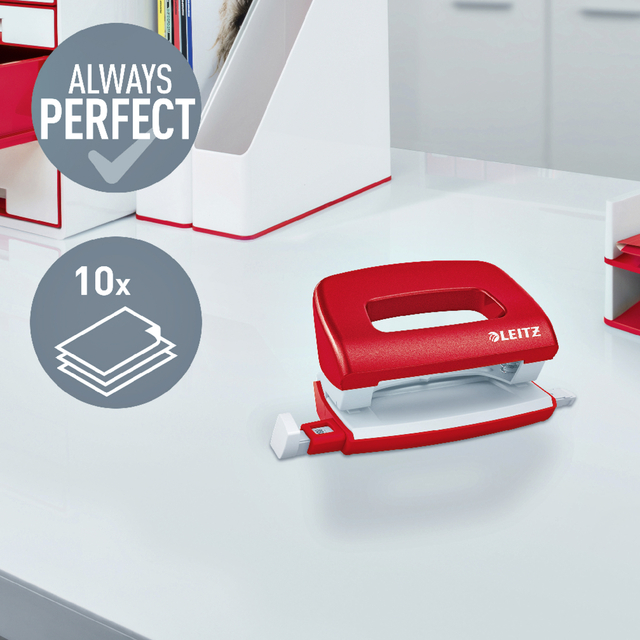 Perforator Leitz NeXXt WOW mini 10 vel rood — Photo 2 sur 2