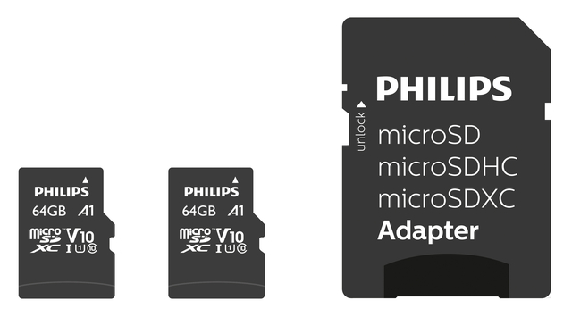 Geheugenkaart Philips micro SDXC Class 10 UHS-I U1 64GB 2 stuks — Foto 2 van 2