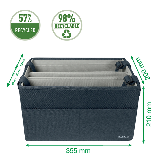 Opbergtas Leitz gestoffeerd 200x210x355mm grijs — Foto 2 von 2