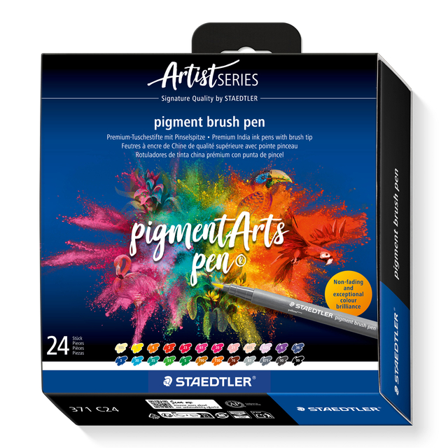 Brushpen Staedtler PigmentArts set à 24 kleuren