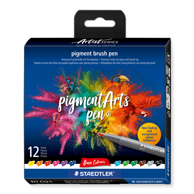 Brushpen Staedtler PigmentArts set à 12 kleuren