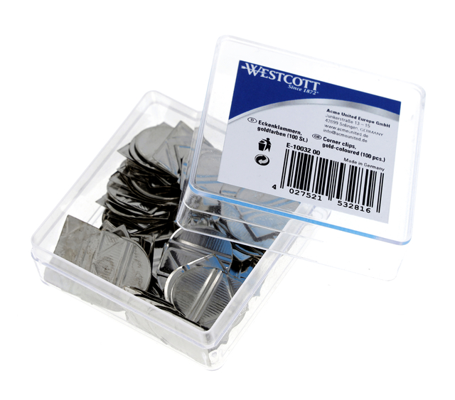 Hoekclips Westcott aluminium zilverkleurig doos à 100 stuks — Foto 2 van 2