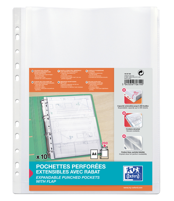 Showtas Oxford A4 PP 200µ glashelder met sluitklep 10 stuks — Foto 2 von 2