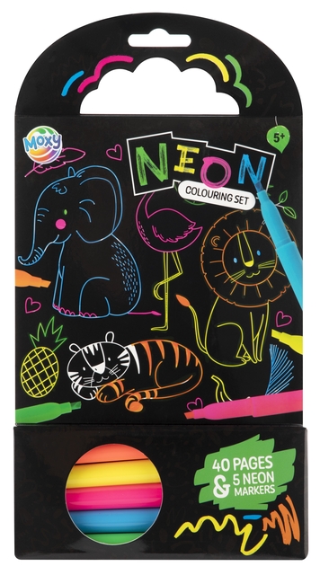 Colouring Book 15x15 cm 40 sheets 5 neon markers — Foto 2 van 2