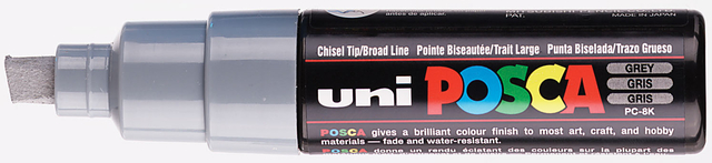 Paintmarker Uni POSCA PC8K breed schuin grijs