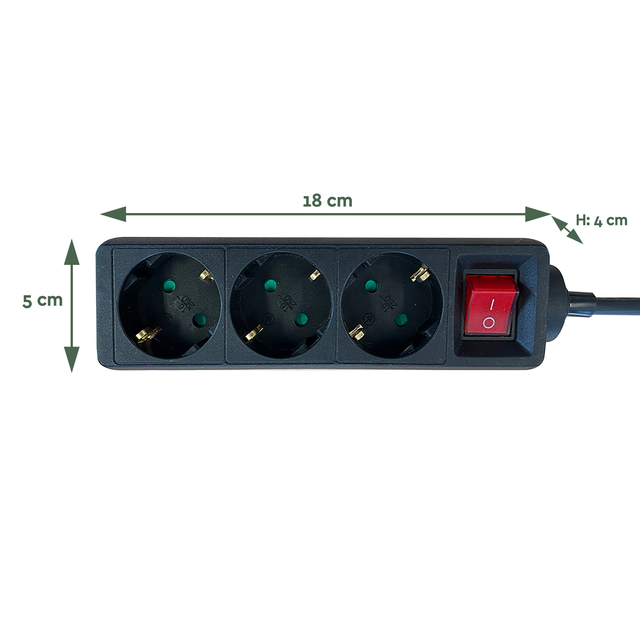 Stekkerdoos BRASQ  3 voudig 1.4 meter zwart — Foto 2 von 2
