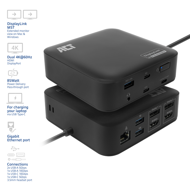 Dockingstation ACT USB-C Dual Monitor met Power Delivery — Foto 3 van 3