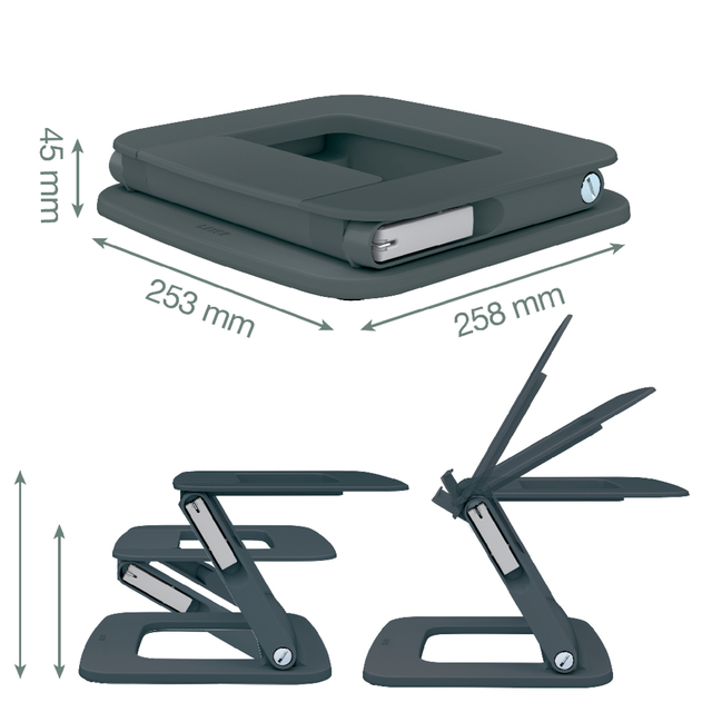 Laptopstandaard Leitz Ergo verstelbare multihoek grijs — Foto 2 von 2