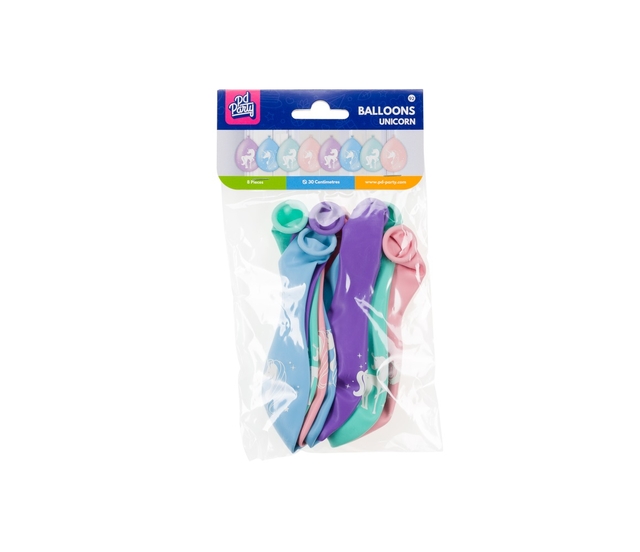 Ballonen Unicorn 30 cm 8 stuks pastel — Foto 2 van 2