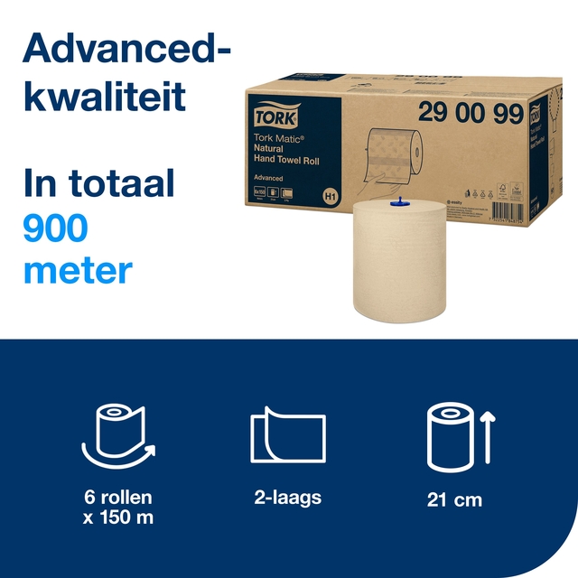 Handdoekrol Tork H1 Matic Advanced 2-laags 150m naturel 290099 — Photo 2 sur 2