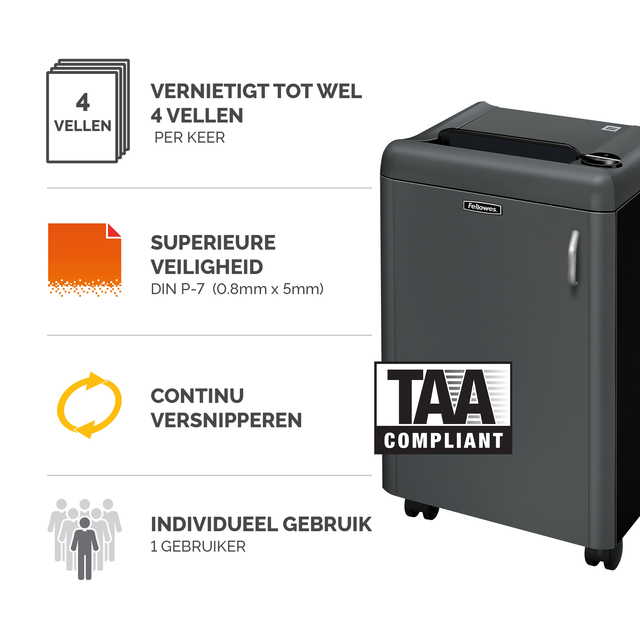 Papiervernietiger Fellowes Fortishred 1050HS snippers 0,8x5mm — Foto 2 van 2