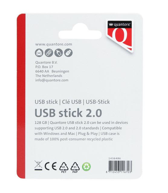 USB stick 2.0 Quantore USB-A 128GB zwart — Photo 2 sur 2