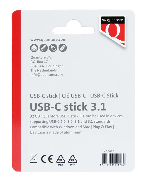 USB stick 3.1 Quantore USB-C 32GB zilver — Photo 2 sur 2