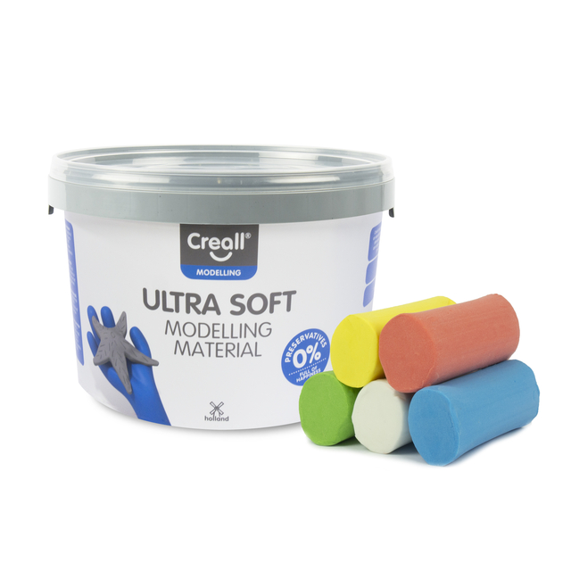 Klei Creall Play-it Ultra Soft helder rood/blauw/groen/geel/wit 1100gr