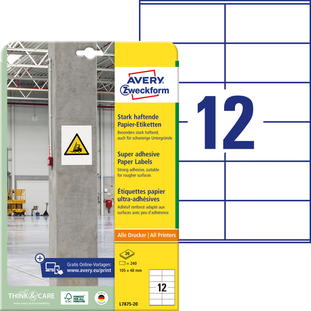 Etiket Avery L7875-20 105x48mm 240 stuks — Photo 2 sur 2