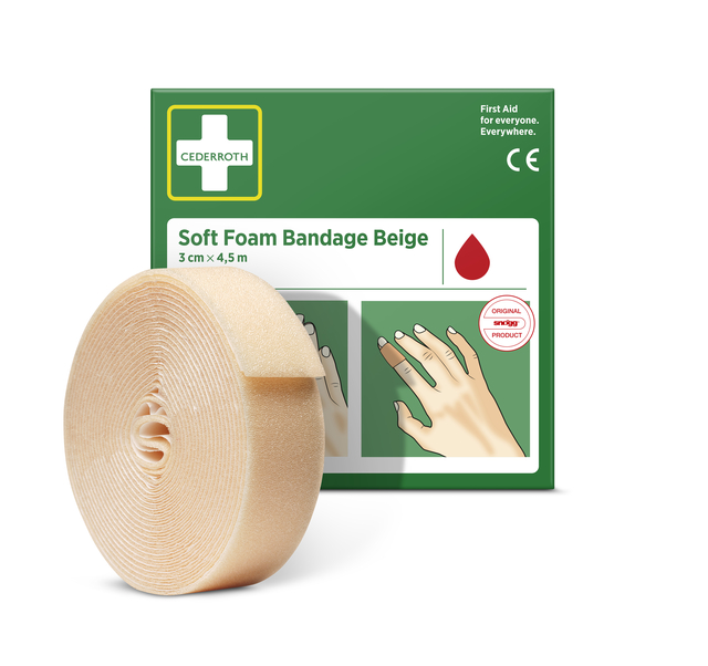 Bandage Cederroth Soft Foam 3cmx4,5m beige — Photo 2 sur 2