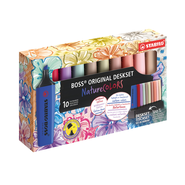 Markeerstift STABILO Boss Wildflower & Nature Colors ass deskset 10st