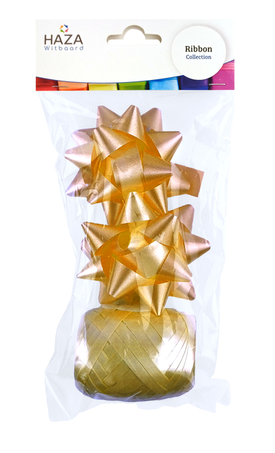 Cadeaulint Polyband en 2 rozetten goud — Photo 2 sur 2