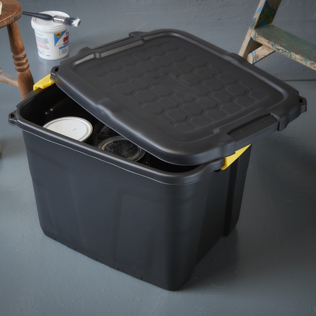 Opbergbox Bankers Box 42 liter met handgrepen robuust zwart — Foto 2 van 2