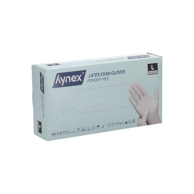 Handschoen Hynex latex L wit 5g 100 stuks
