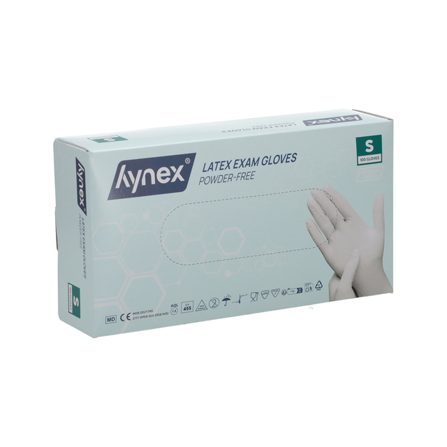 Handschoen Hynex latex S wit 5gr 100 stuks