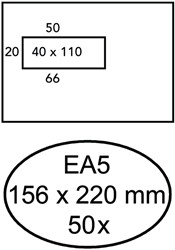 Envelop Hermes EA5 156x220mm venster 4x11links zelfklevend 50 stuks