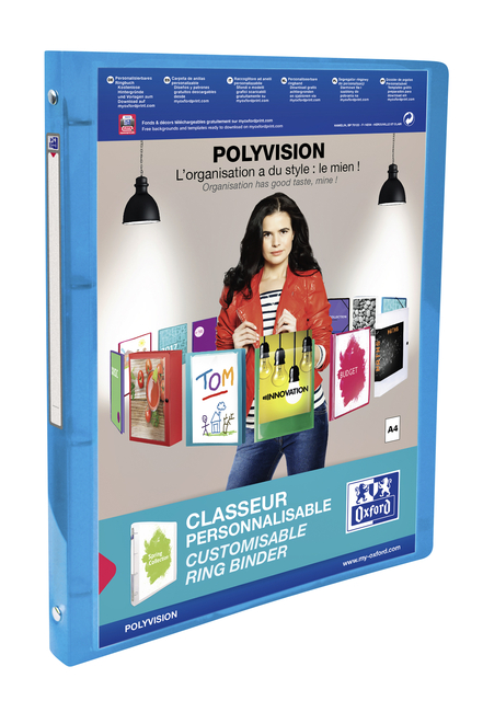 Presentatieringband Oxford Polyvision A4 4-rings O-mechaniek 20mm blauw
