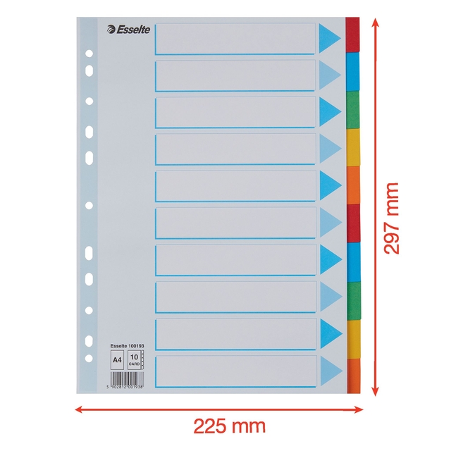 Tabbladen Esselte Standaard A4 10-delig karton 11-rings met voorblad assorti — Foto 2 von 2