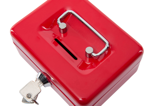Geldkist MAUL met muntgleuf en slot 125x95x60mm rood — Foto 2 van 2