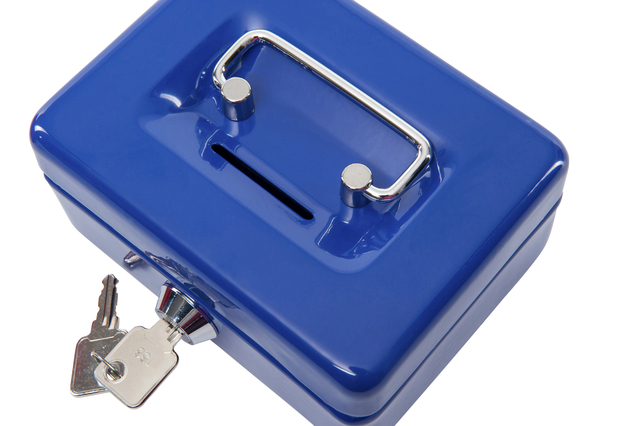 Geldkist MAUL met muntgleuf en slot 125x95x60mm blauw — Foto 2 van 2