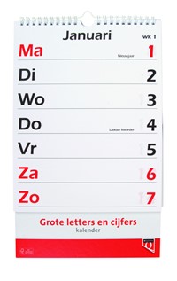 Kalender 2027 met grote letters en cijfers Quantore