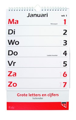Kalender 2027 met grote letters en cijfers Quantore