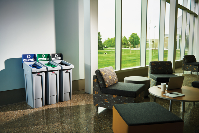 Deksel Rubbermaid Slim Jim Recyclestation inwerpopening voor flesjes en blikjes grijs — Foto 2 von 2