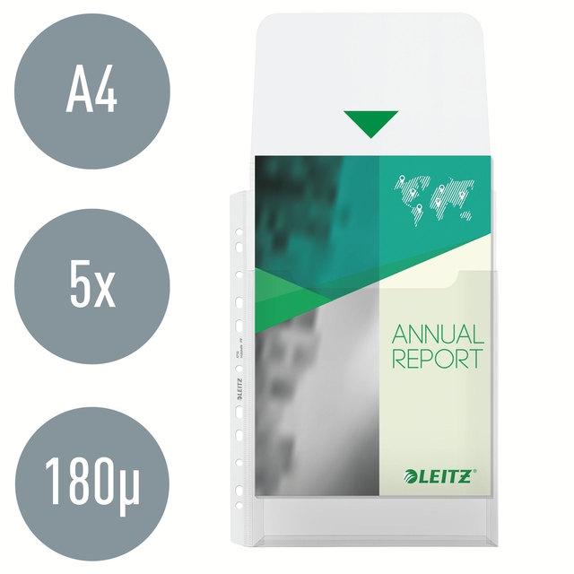 Harmonica showtas Leitz Premium met bovenklep copy safe PP A4  glashelder 5 stuks — Foto 2 van 2