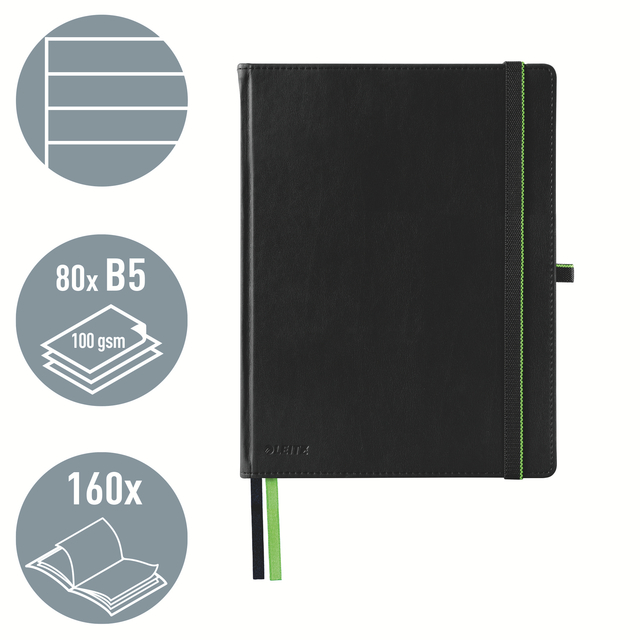 Notitieboek Leitz Complete 187x242mm lijn 160 pagina's 100gr zwart — Foto 2 van 2