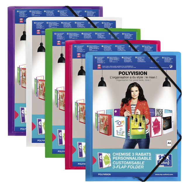 Elastomap Oxford Polyvision A4 met insteektas 3 kleppen PP transparant — Foto 2 von 2
