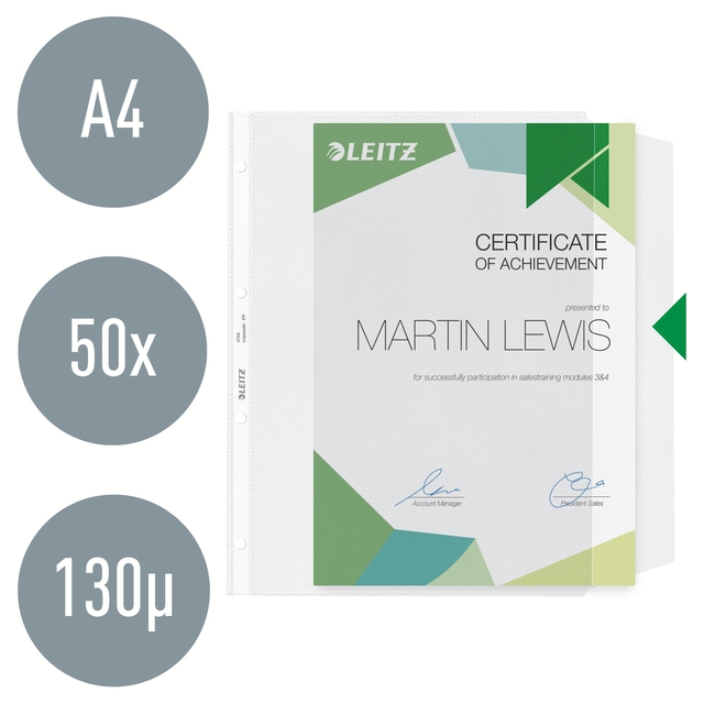 Showtas Leitz Premium met klep copy safe 0.13mm PP A4 transparant 50 stuks — Foto 2 van 2