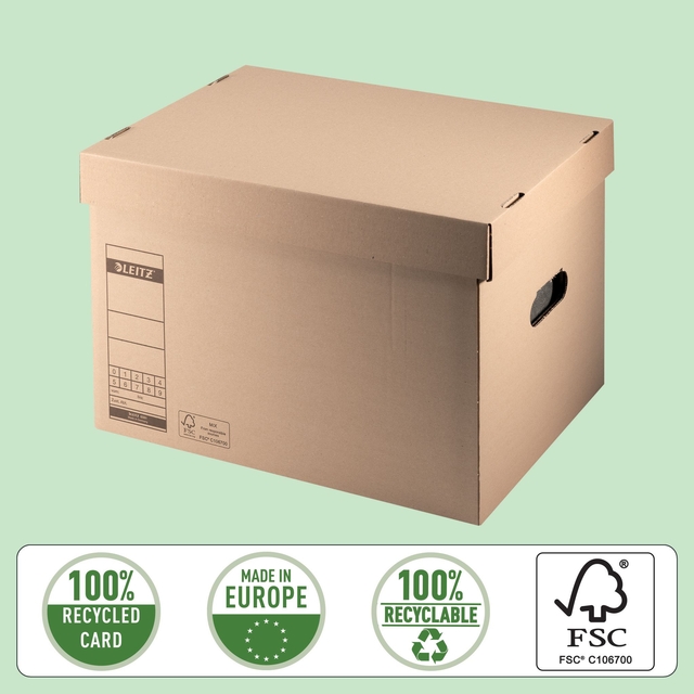 Archief- en transportdoos met deksel Leitz Premium 335x280x440mm natuurbruin — Photo 2 sur 2