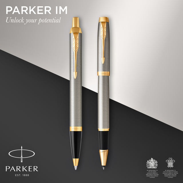 Balpen en Rollerpen Parker IM brushed metal GT medium 2 stuks — Photo 2 sur 2